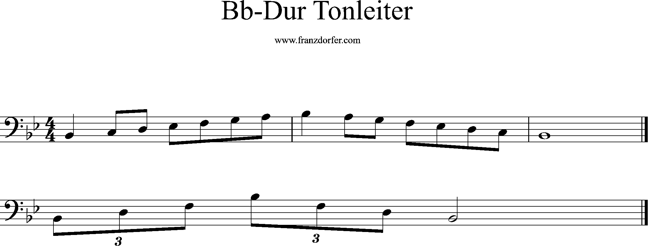 Bb-Major, Bassclef, low octav